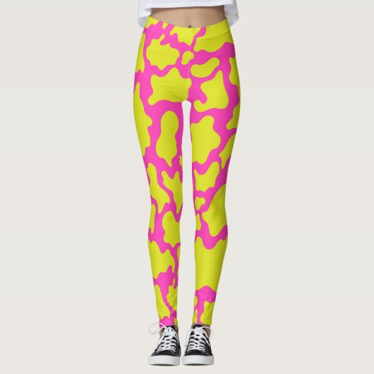 Leggings en Camo Rose aux Formes Jaunes (Devant)