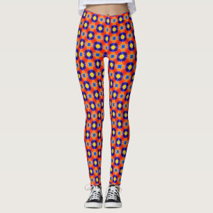 Leggings en carreaux orange et bleu
