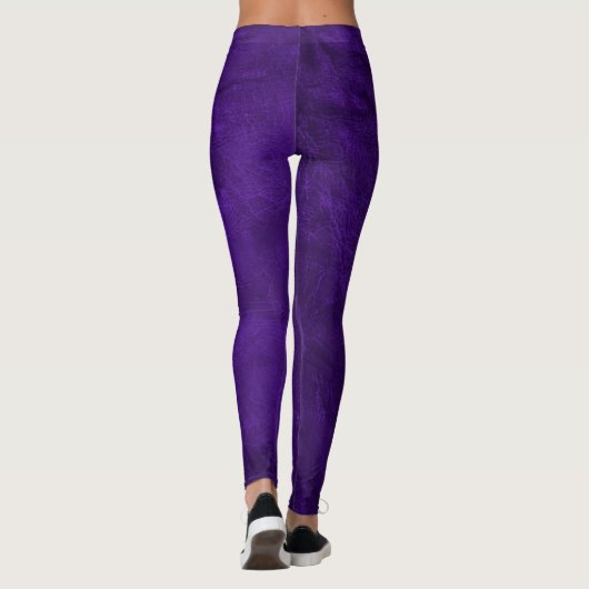 Leggings en cuir violet gras (Dos)