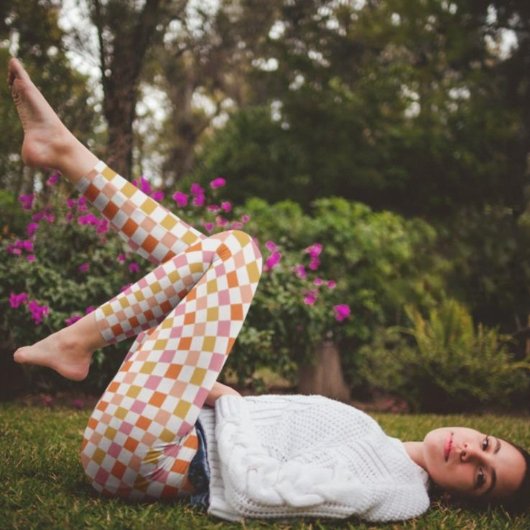 Leggings en damier urbain rétro chic