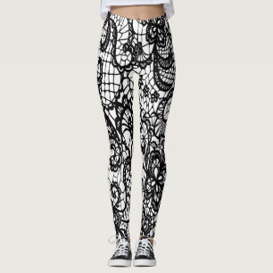 Leggings en dentelle noire et blanche SE DÉMARRER