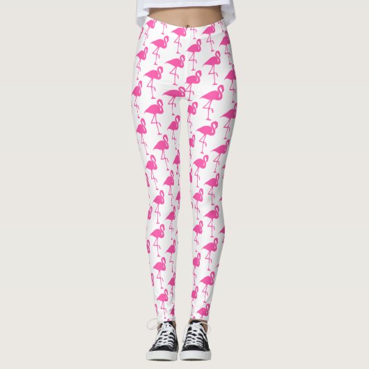 Leggings en Flamant rose rose et blanc (Devant)