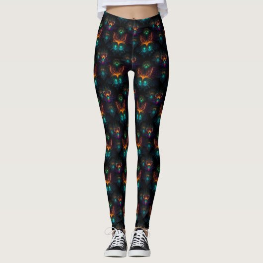 Leggings en fleur de Neon Peacock (Devant)