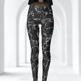 Leggings en marbre Abstrait noir et blanc Motif