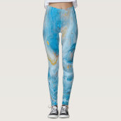 Leggings en marbre bleu or (Devant)