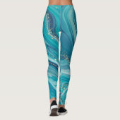 Leggings en marbre bleu vert (Dos)