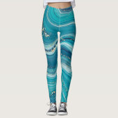 Leggings en marbre bleu vert (Devant)