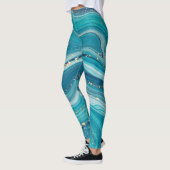 Leggings en marbre bleu vert (Gauche)