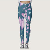 Leggings en marbre rose - Pantalons de Yoga floral (Devant)