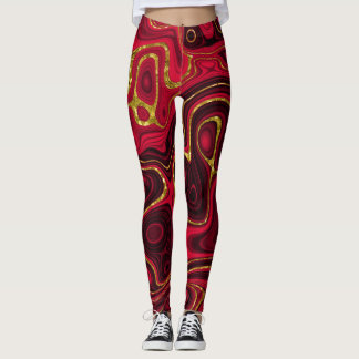 leggings en marbre rouge