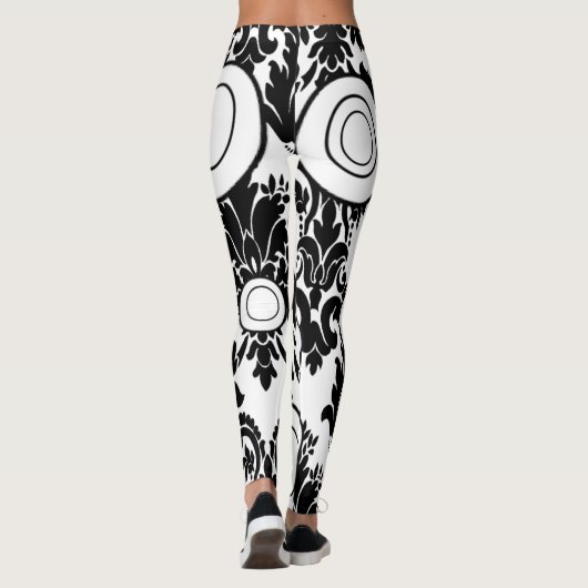 leggings en noir blanc long imprimé adolescent (Dos)