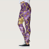 Leggings en or violet floral japonais (Gauche)