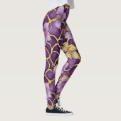 Leggings en or violet floral japonais (Droite)