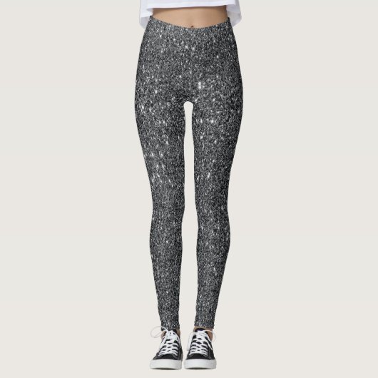 Leggings en Parties scintillant noire argentée (Devant)