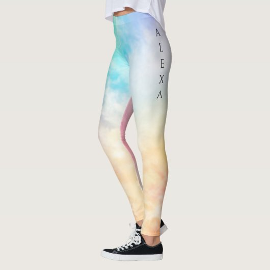 Leggings en pastels multicolores. (Gauche)