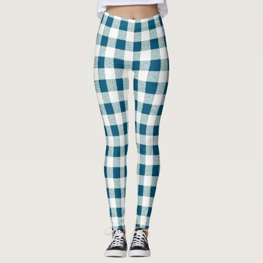 Leggings en vichy Check Bluish Green (Devant)