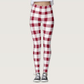 Leggings en vichy Élégant Motif de Noël Rouge Blanc (Devant)
