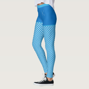 Leggings en vichy Imprimer bleu blanc Monogramme personnali
