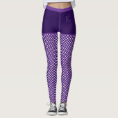 Leggings en vichy Imprimer violet blanc monogramme personna (Devant)