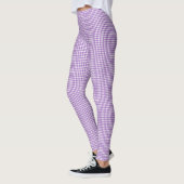 Leggings En vichy mignonne violet et blanc (Gauche)
