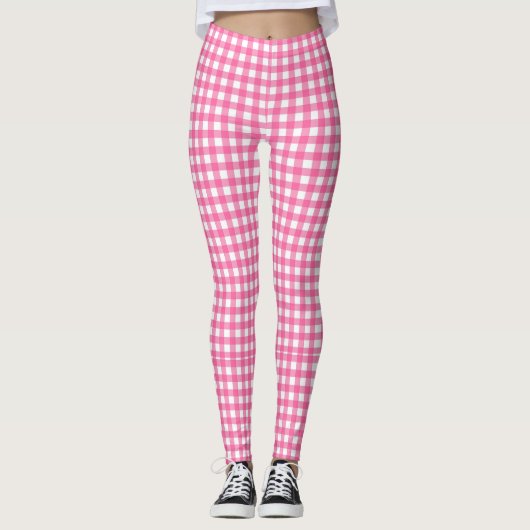 Leggings En vichy Pantalon de yoga rose (Devant)