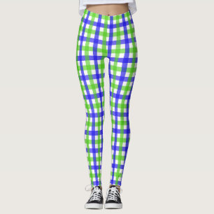 Leggings En vichy Vert Et Bleu