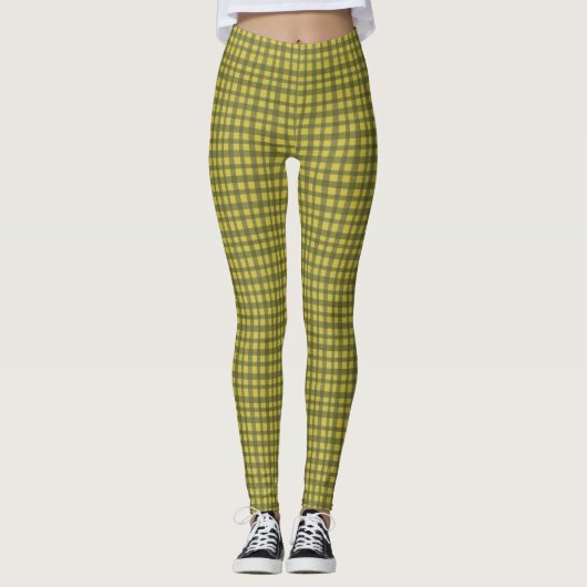 Leggings En vichy vert traditionnel Plaid Noël minimal (Devant)
