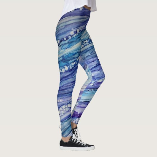 Leggings Encre Abstraite d'alcool Liquide Art bleu violet (Droite)
