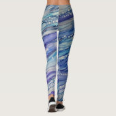 Leggings Encre Abstraite d'alcool Liquide Art bleu violet (Dos)