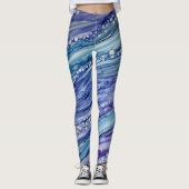 Leggings Encre Abstraite d'alcool Liquide Art bleu violet (Devant)