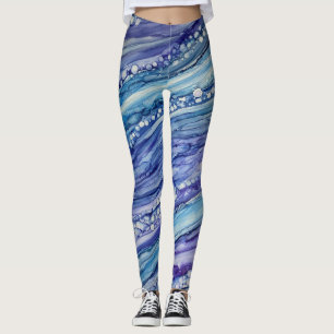 Leggings Encre Abstraite d'alcool Liquide Art bleu violet