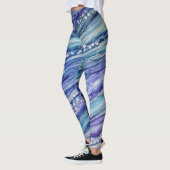 Leggings Encre Abstraite d'alcool Liquide Art bleu violet (Gauche)