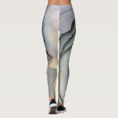 Leggings Encre Abstraite d'alcool Turquoise Gris pourpre Or (Dos)
