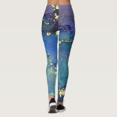 Leggings Encre Abstraite d'alcool vert pourpre bleu et or (Dos)