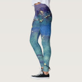 Leggings Encre Abstraite d'alcool vert pourpre bleu et or (Gauche)