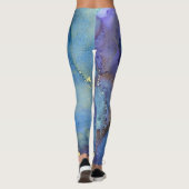 Leggings Encre Abstraite d'alcool vert pourpre bleu et or (Dos)