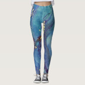 Leggings Encre Abstraite d'alcool vert pourpre bleu et or (Devant)