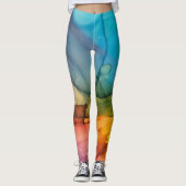 Leggings Encre d'alcool Abstraite Arc-en-ciel couleur liqui (Devant)