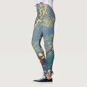 Leggings Encre d'alcool Abstraite Art Bleu Turquoise et or (Gauche)