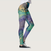 Leggings Encre d'alcool Abstraite Art bleu vert pourpre & o (Droite)