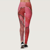 Leggings Encre d'alcool Abstraite Art brillant rouge et or (Dos)