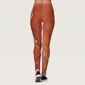 Leggings Encre d'alcool Abstraite Art brillant rouge et or (Dos)