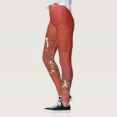 Leggings Encre d'alcool Abstraite Art brillant rouge et or (Gauche)