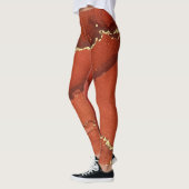 Leggings Encre d'alcool Abstraite Art brillant rouge et or (Gauche)