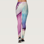 Leggings Encre d'alcool Abstraite Art rose violet bleu blan (Dos)