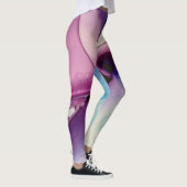 Leggings Encre d'alcool Abstraite Art rose violet bleu blan (Droite)