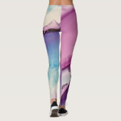 Leggings Encre d'alcool Abstraite Art rose violet bleu blan (Dos)