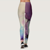 Leggings Encre d'alcool Abstraite Art rose violet bleu blan (Dos)