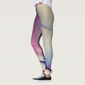 Leggings Encre d'alcool Abstraite Art rose violet bleu blan (Gauche)
