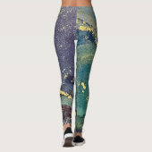 Leggings Encre d'alcool Abstraite Art Turquoise violet bleu (Dos)
